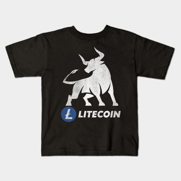 Bull Market Litecoin Lite Coin LTC To The Moon Crypto Token Cryptocurrency Wallet Birthday Gift For Men Women Kids Kids T-Shirt by Thingking About